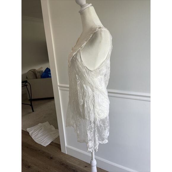 Wet Seal Y2K Lace Flowy Mesh Tank Top Tunic Dress Cover Up Sz M Fairy Whimsy VTG - Picture 4 of 7